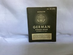 German Phrase Language Book War Department WWII Military Manual 1943 TM 30-606