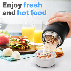 Stainless Steel Thermo for Hot Food 17OZ with Folding Spoon, Vacuum Insulated Fo