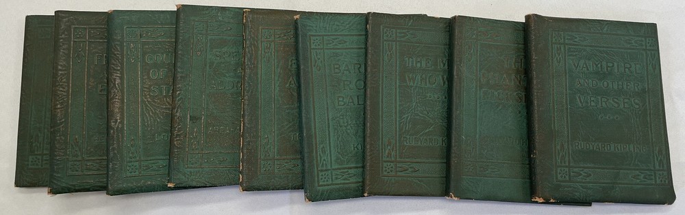Vintage Set of NINE Little Leather Library Works of Various Authors Mini Books