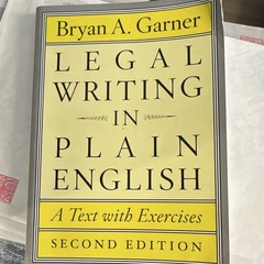 Bryan A. Garner Legal Writing in Plain English 2nd Edition Paperback
