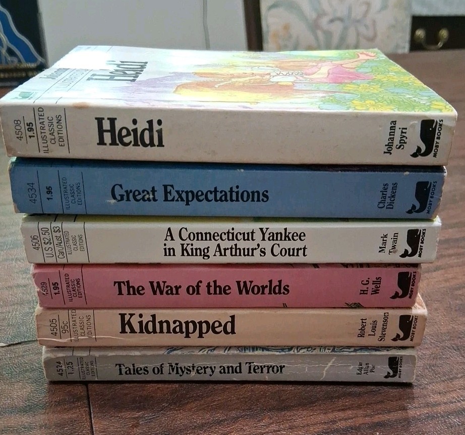 Lot Of 6 Moby Books Illustrated Classics each book 5.25″h x 4″w x 1.5″d Vintage