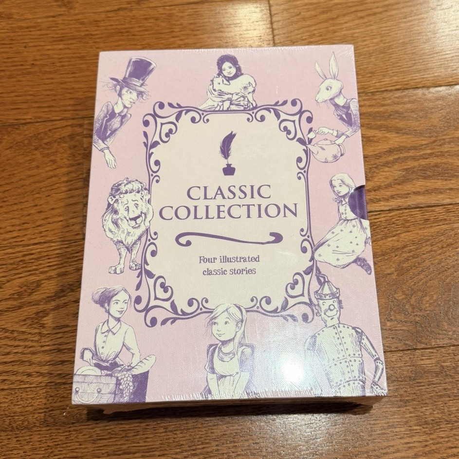 Classic Collection Illustrated 4-Book Box Set Wizard of Oz, Little Women & More