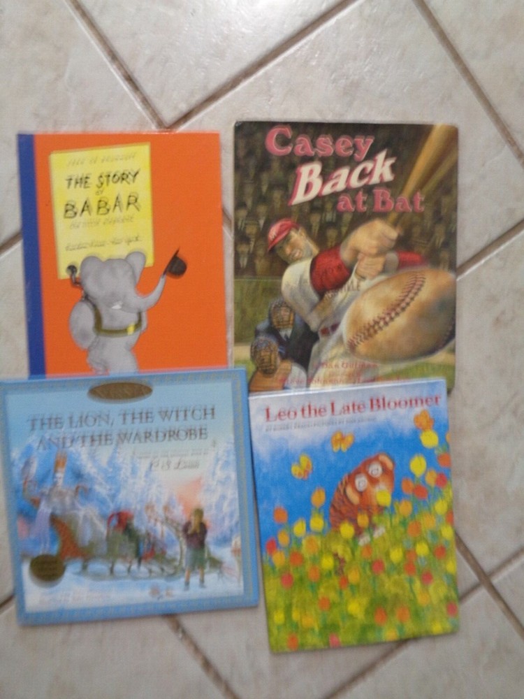 Lot of (4) Hardcover Children’s Books – Narnia – Babar – Leo Lion – Casey Bat