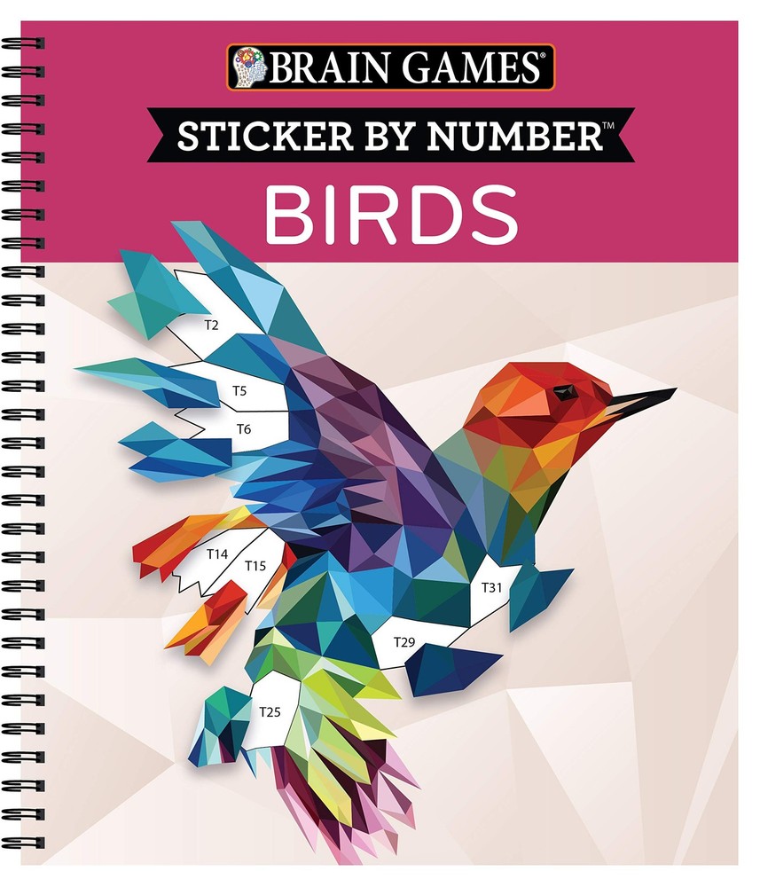 Sticker By Number Birds Art Book Spiral Bound 28 Engaging Images For All Ages