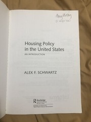Housing Policy in the United States by Alex F. Schwartz (2006)