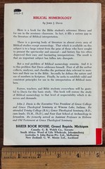 Biblical Numerology, John J. Davis 1978 ISBN: 0801028132 Numbers in the Bible PB