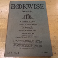BOOKWISE November 1929 – A Farewell To Arms Hemingway – Segwick – Volume 1 No. 1
