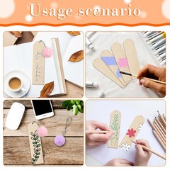 SBYURE 30 Pcs Wooden Bookmark,5.7×1.5 in Blank Bookmarks to Decorate Wood