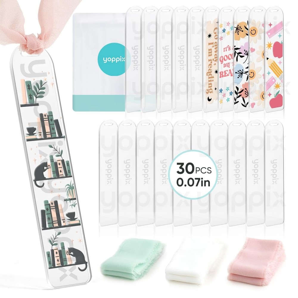 30 PCS Clear Acrylic Bookmark Blanks 2mm Thick 30 Ribbon DIY Crafts Present