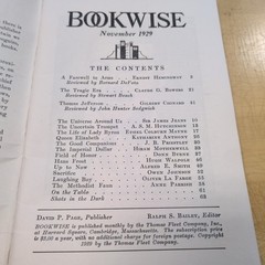 BOOKWISE November 1929 – A Farewell To Arms Hemingway – Segwick – Volume 1 No. 1