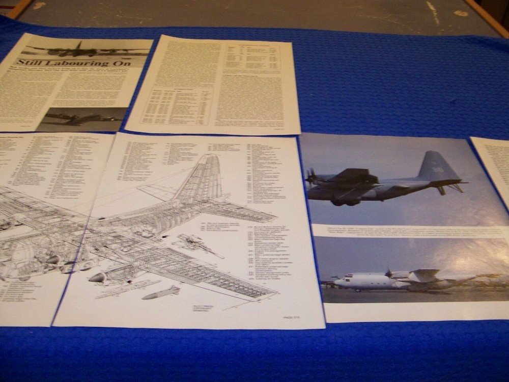 LOCKHEED C-130 “STILL LABORING ON” & B-36 PEACEMAKER.. 2-PAGE CUTAWAY (568JJ)