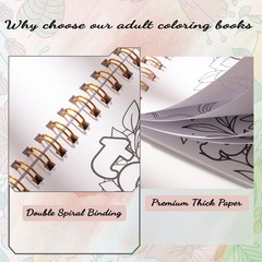 Adult Coloring Book Set, 7 x 8.2 in Spiral Bound, 24 Markers Stress Relief | 32