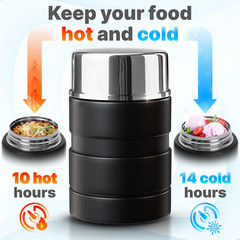 Stainless Steel Thermo for Hot Food 17OZ with Folding Spoon, Vacuum Insulated Fo