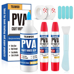 Book Repair & Binding Glue Kit – 8.5 Oz + 2×1.35 Oz Acid-Free PVA Adhesive – Neu