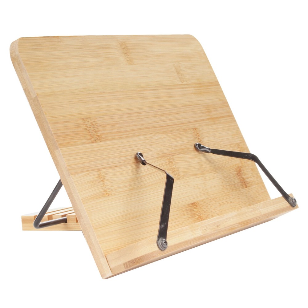 Universal Bamboo Book Stand, for Cookbooks, Reading, Cell Phone, Art, Music