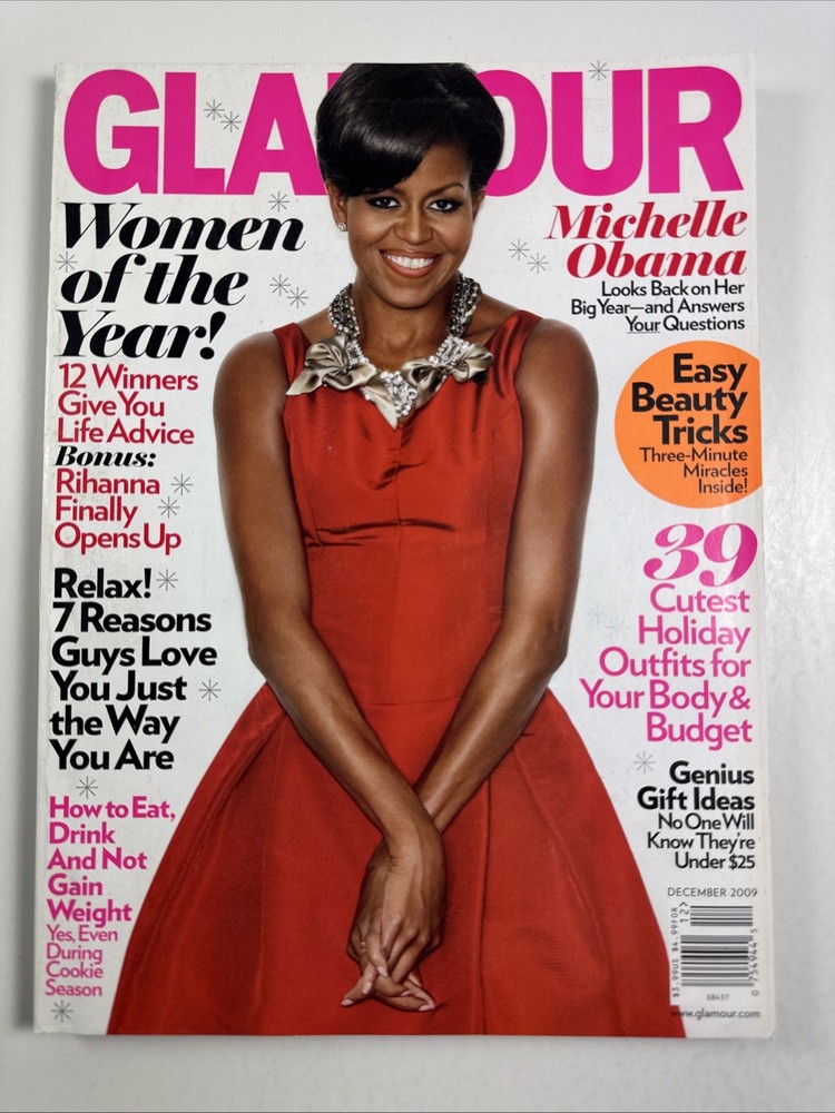 GLAMOUR magazine December 2009-Fashion makeup hair Cover: Michelle Obama