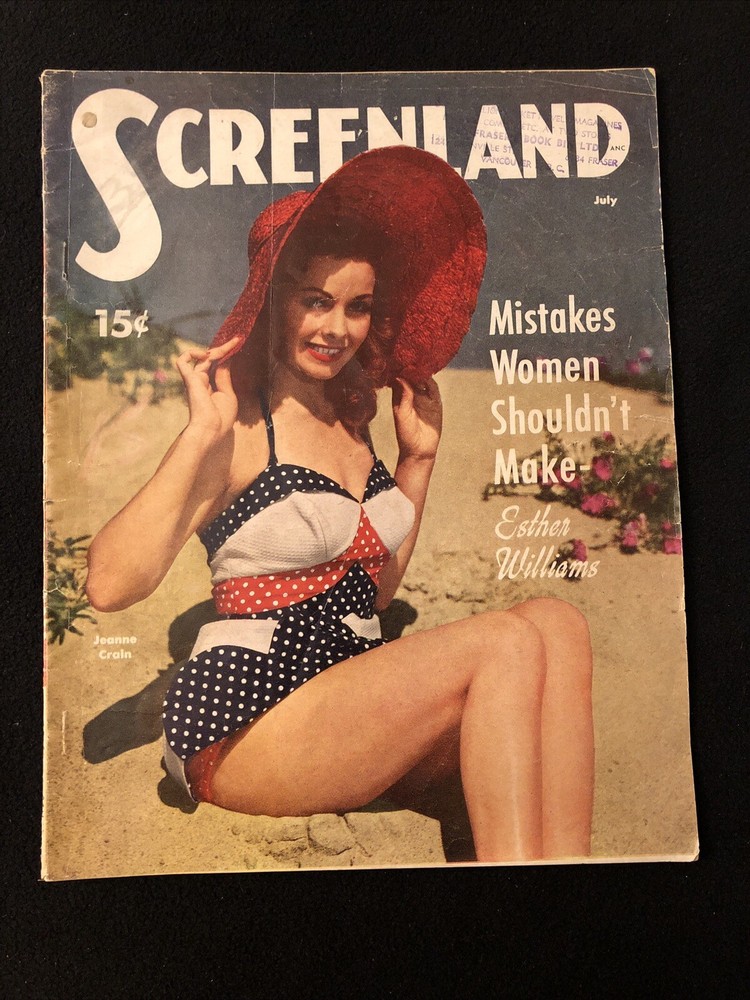 SCREENLAND JULY 1951 3.5 4.0 JEANNE CRAIN IN A RED HAT ESTHER WILLIAMS MB3