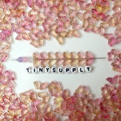 15MM Pink Yellow Butterfly Speckled Glass Butterfly Beads
