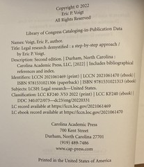 Legal Research Demystified, Eric Voigt, Second Ed., Carolina Academic Press