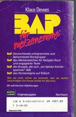 BAP für metzenemme – Klaus Dewes – Buch mit Autogramm W. Niedecken !!