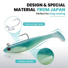 TRUSCEND Shadtale Easy Catch Soft Fishing Lures with 3.5in (9cm), 3.5″,0.45oz