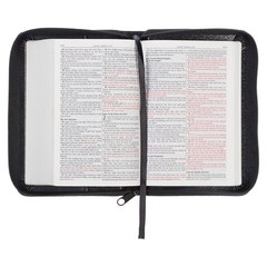 KJV Holy Bible,Mini Pocket Bible–Zippered Black Faux Leather Bible w/Ribbon Ma..