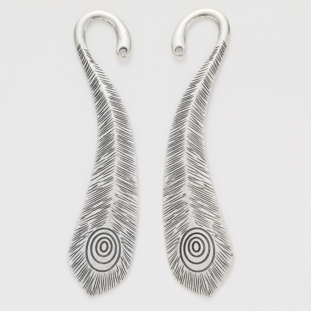 5pcs 105*23*2MM Tibetan Silver Alloy Charm Peacock feather Bookmark Pendant