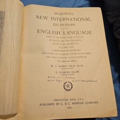 Webster’s New International Dictionary 1931 Vtg Edition Authentic Edition
