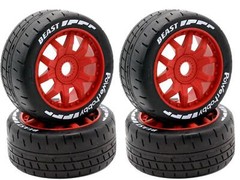 Powerhobby 1/8 GT Beast Belted Tires 17mm Wheels MEDIUM RED (4) HOABO GRP