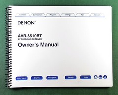 Denon AVR-S510BT Instruction Manual: Full Color 128 Pages & Protective Covers!