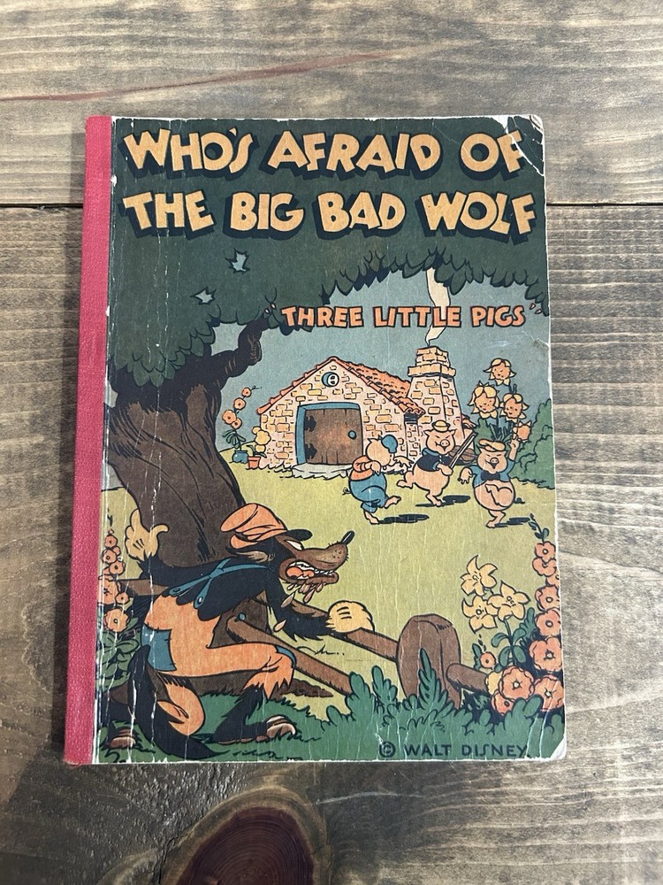 Vintage 1933 Who’s Afraid Of The Big Bad Wolf Three Little Pigs Walt Disney Book