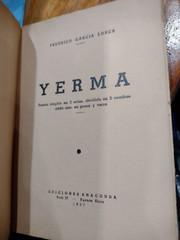 YERMA FEDERICO GARCÍA LORCA, 1ª EDICIÓN ANACONDA 1937, PRIMERA EDICIÓN