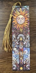 Paper Bookmark with Tassel 1.6 X 5.9 in. Stained Glass Tarot Card | The Sun