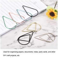 100 PCS Paper Clip DropShaped Cute Decorative Bookmarks with Box 1.3 In Silver