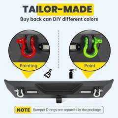 Rear Bumper Compatible with 1987-2006 Jeep Wrangler TJ YJ with LED Lights 2″ Hit