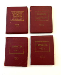 4 Vtg. Little Leather Library Longfellow Hiawatha I&II, Evangeline, Miles Stand.