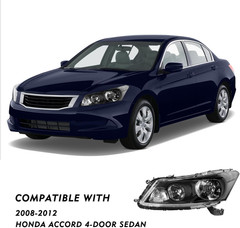 Headlight Assembly Set for 2008-2012 Honda Accord 4-DR Sedan Bulbs Included Head