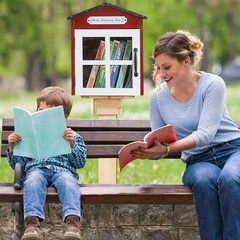 Little Library Box Outdoor: Natural Wood Free Library with Reinforced Waterproof