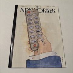 The New Yorker Magazine, September 29, 2025 Cover Barry Blitt “remote Control”
