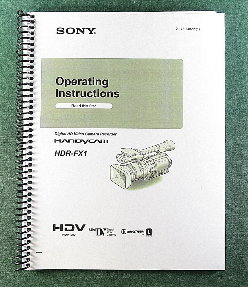 Sony HDR-FX1 Instruction Manual: 112 Pages & Protective Covers!