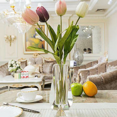 6.4 In. Clear Optical Crystal Flower Bud Shape Handcrafted Decorative Vase for H