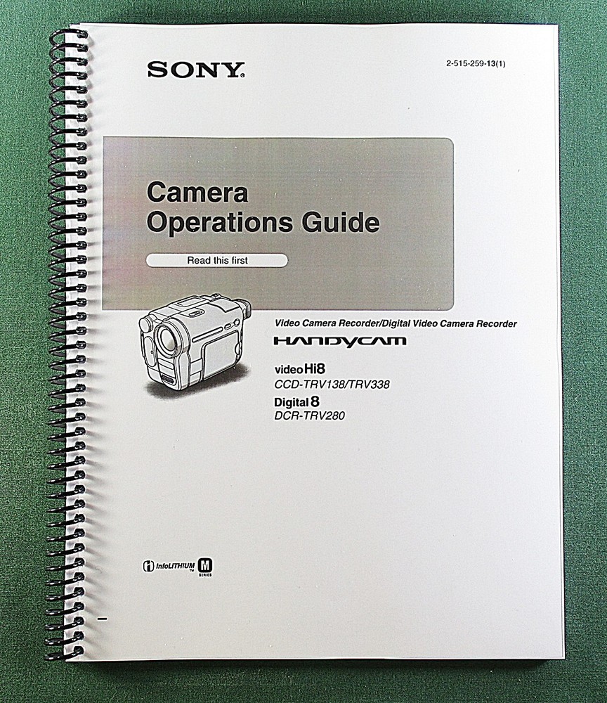 Sony DCR-TRV280 Instruction Manual: 112 Pages Coil Bound & Protective Covers!