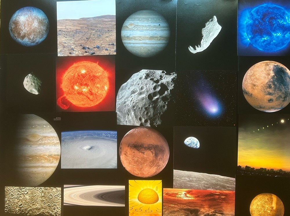 Collaging Lot of 30 Single Book Pages Celestial Space Planets Collage Astronomy