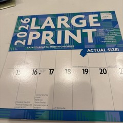 Large Print 2026 12 X 24 Inch (Hanging) Monthly Square Wall Calendar Matte Paper
