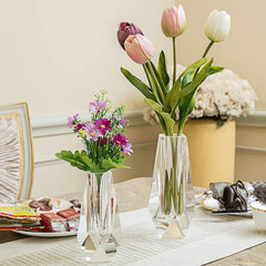6.4 In. Clear Optical Crystal Flower Bud Shape Handcrafted Decorative Vase for H