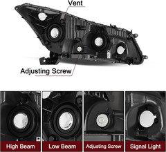 Headlight Fit for 2008-2012 Honda Accord Sedan 4-Door OEM Halogen Headlamp W/Bul