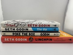 Signed Seth Godin Linchpin + 3 Book HC Lot Tribes Dip Poke Box