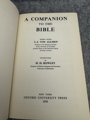 A Companion to the Bible J J von Allmen 1958 Oxford University Press Hardcover