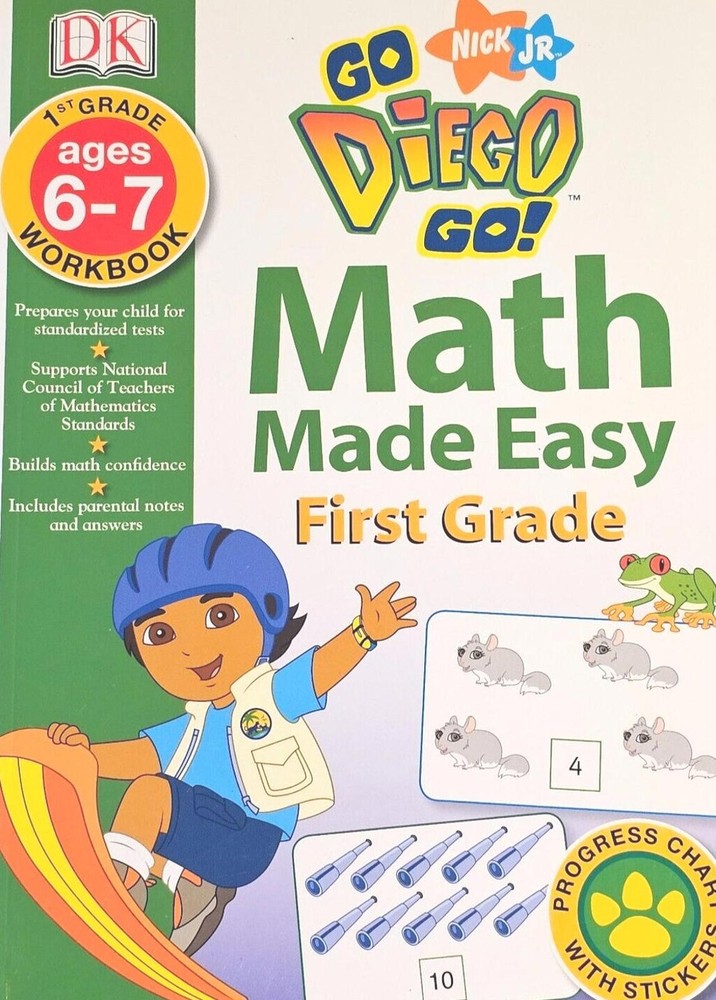 NEW Go Diego Go First Grade 1st Workbook Math Made Easy Homeschool Tutor Teacher