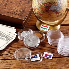 50PCS*40mm Coin Capsules Round Plastic Coin Holder White gaskets with Case Box🔥
